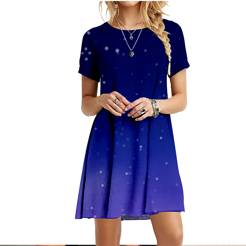 

Cross-border New Star Constellation Print Short Sleeve Loose Casual Skirt