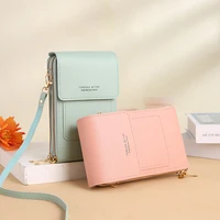 new touch screen mobile phone bag womens fashion trend simple mini messenger bag pu solid color multifunctional key coin purse