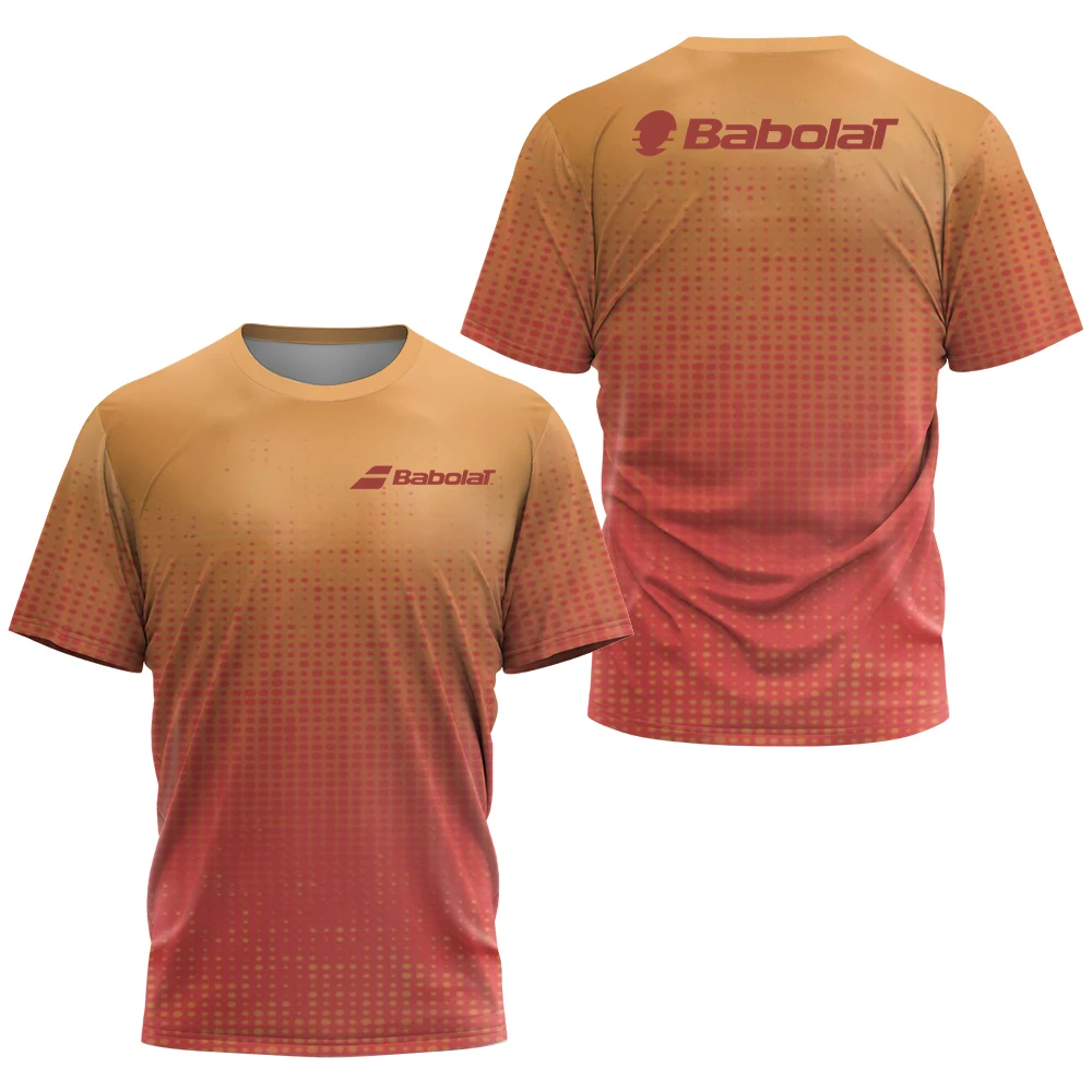 

BABOLAT Orange Sports T-shirts For Men 3D Printed Men's T-shirt Summer Light Quick Drying Short-Sleeved Badminton Tennis Clothes