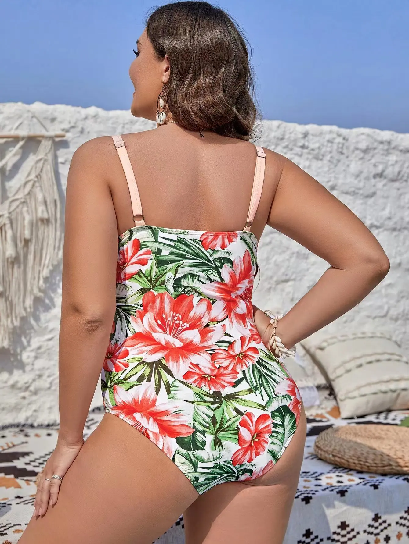 Cikini-Women's One Piece Bikini нейлоновая жесткая накидка купальники с принтом на нагрудном