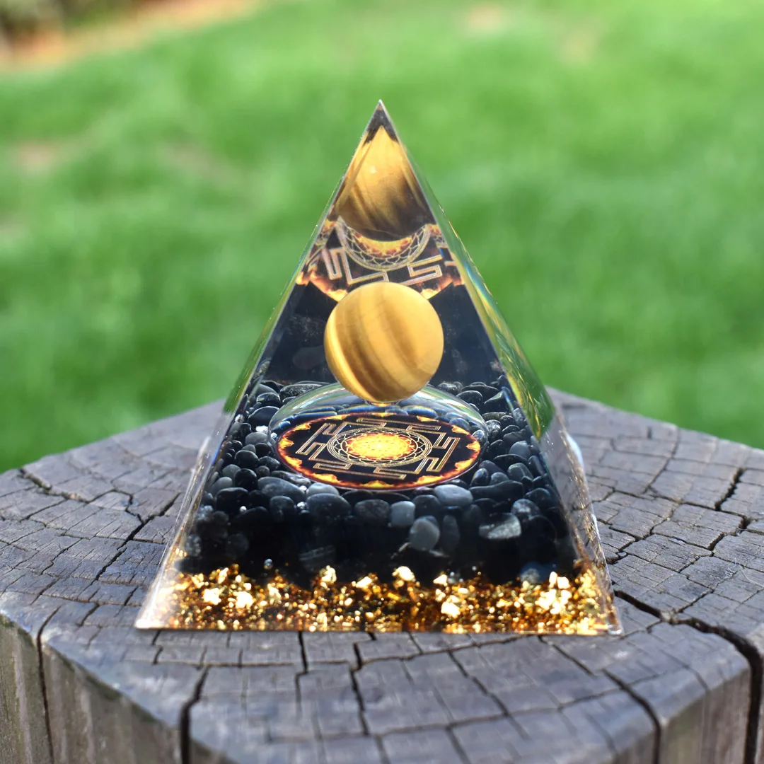 

Natural Tiger Eye Orgonite Pyramid Healing Crystals Energy Generator Reiki Chakra Multiplier Orgone Meditation Stone 6cm