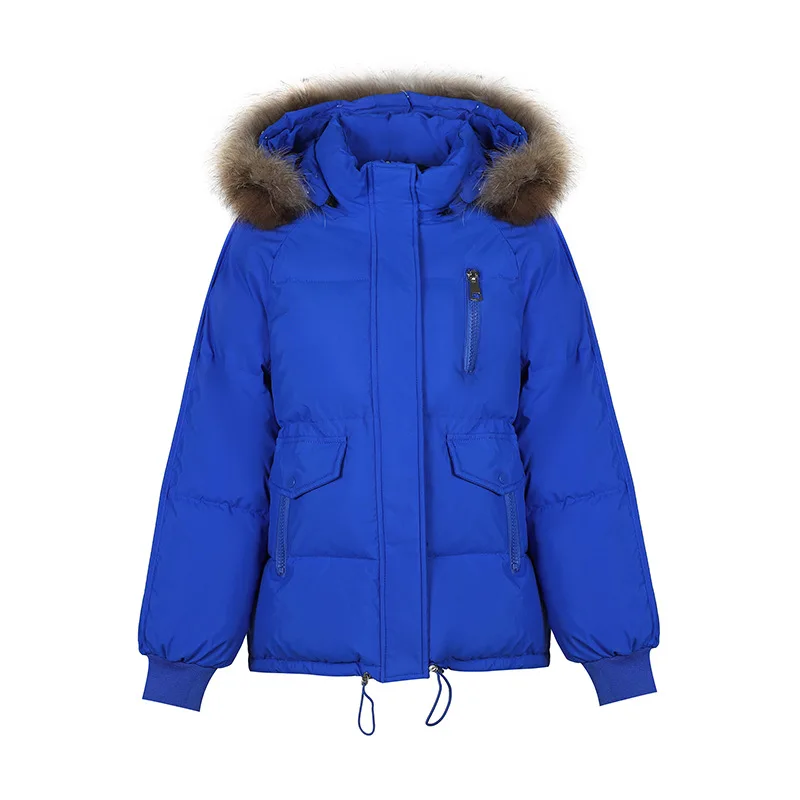 

Winter Jacket Women Real Fur Hooded Oversized Bubble Coat Zipper Decoration Cotton Padded Super Warm Parka Outerwear Sales