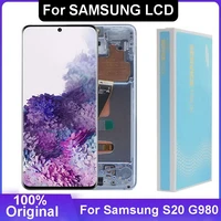 6 2 original amoled for samsung galaxy s20 lcd g980 g980f g980fds display touch screen digitizer assembly with frame replace