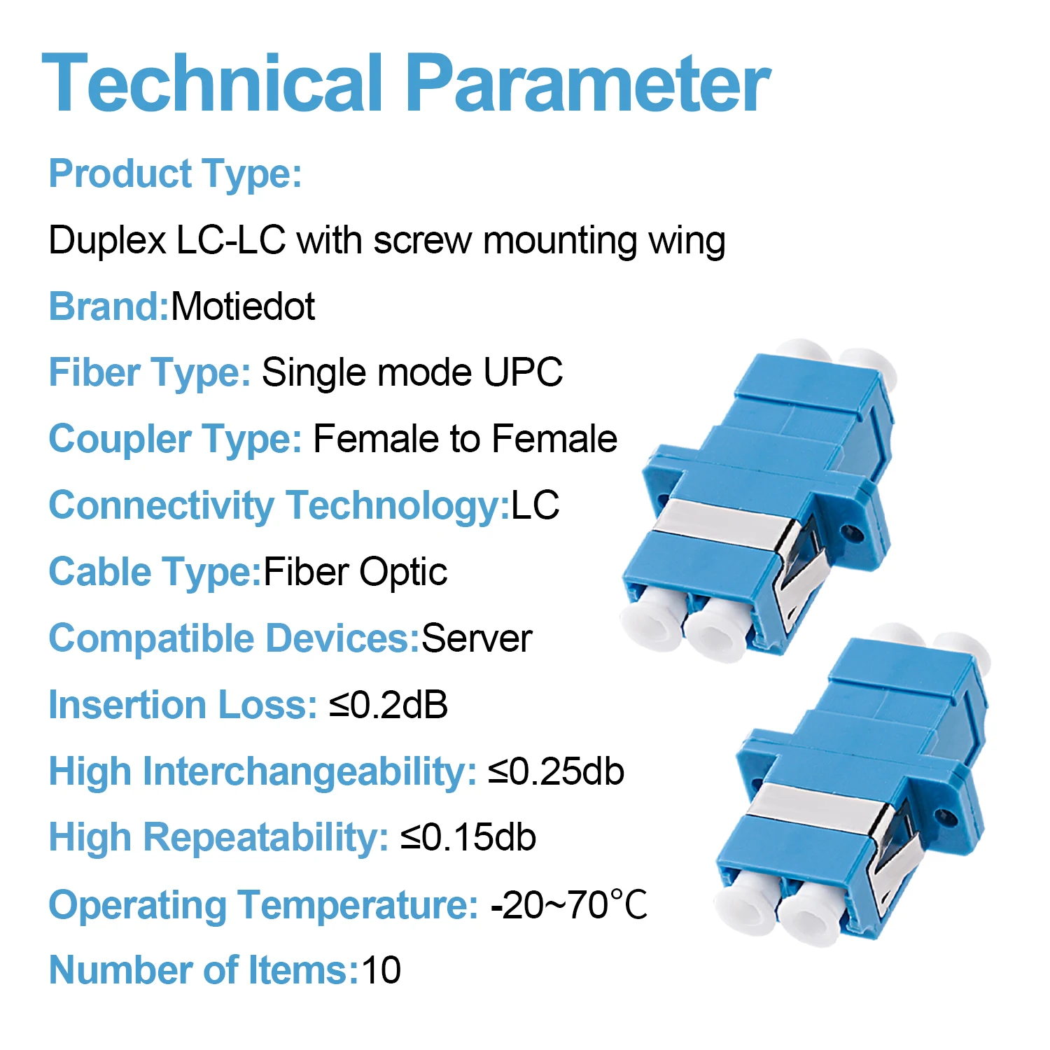 10 шт. LC UPC соединители дуплексные волоконно-оптические стандартные разъемы с