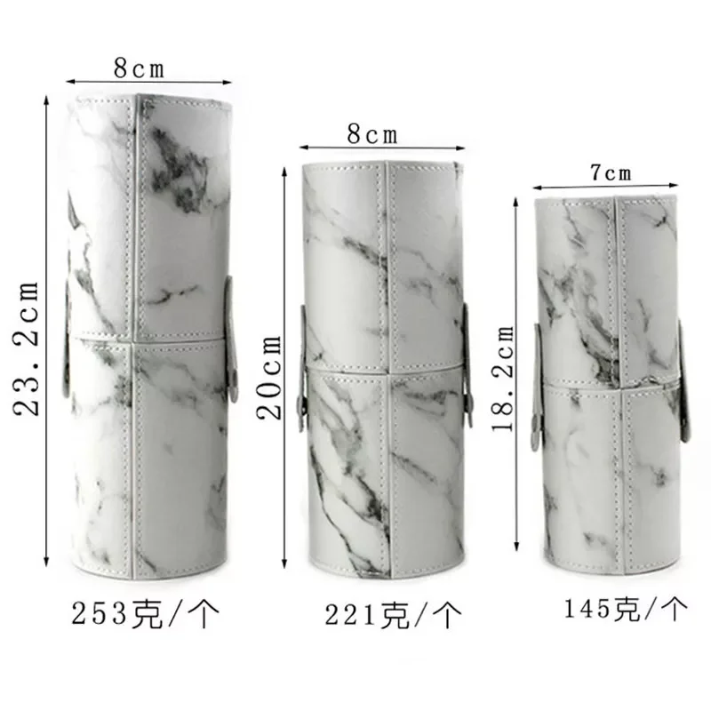 

Makeup Brushes Holder Bag Portable Travel PU Marbling Empty Container Storage Cosmetics Brush Pen Brushes Organizer Makeup Tools