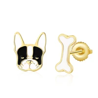 925 sterling silver cute dog head dog bone stud earrings fashion birthday jewelry best gifts for women teen girls dog lovers