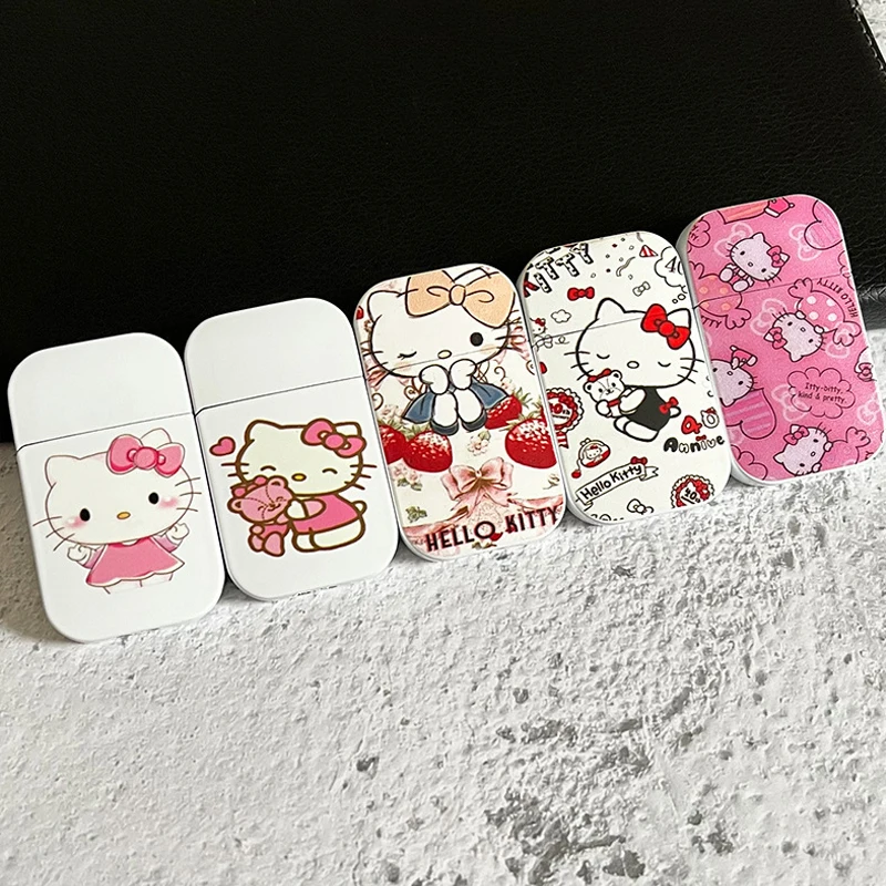 

Мультяшная Зажигалка Hello Kitty, ветрозащитная необычная Зажигалка Kuromi Melody, милые зеркальные зажигалки, подарок