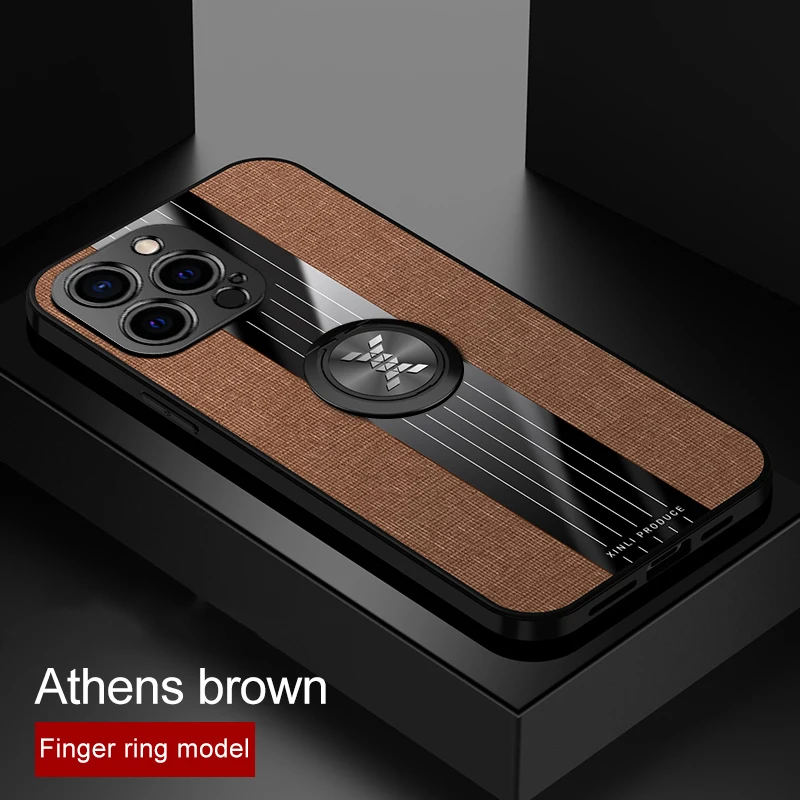 

Ultra-thin Magnetic Holder Cloth Phone Case For iPhone 14 13 12 11 Pro XS Max XR X 8 7 6 SE Plus Luxury Stitching Fabric Cover