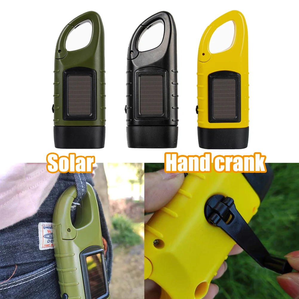 

LED Flashlight Hands Crank Dynamo Torch Solar Tent Light for Women Man Outdoor Camping Mountaineering Hiking Lamp