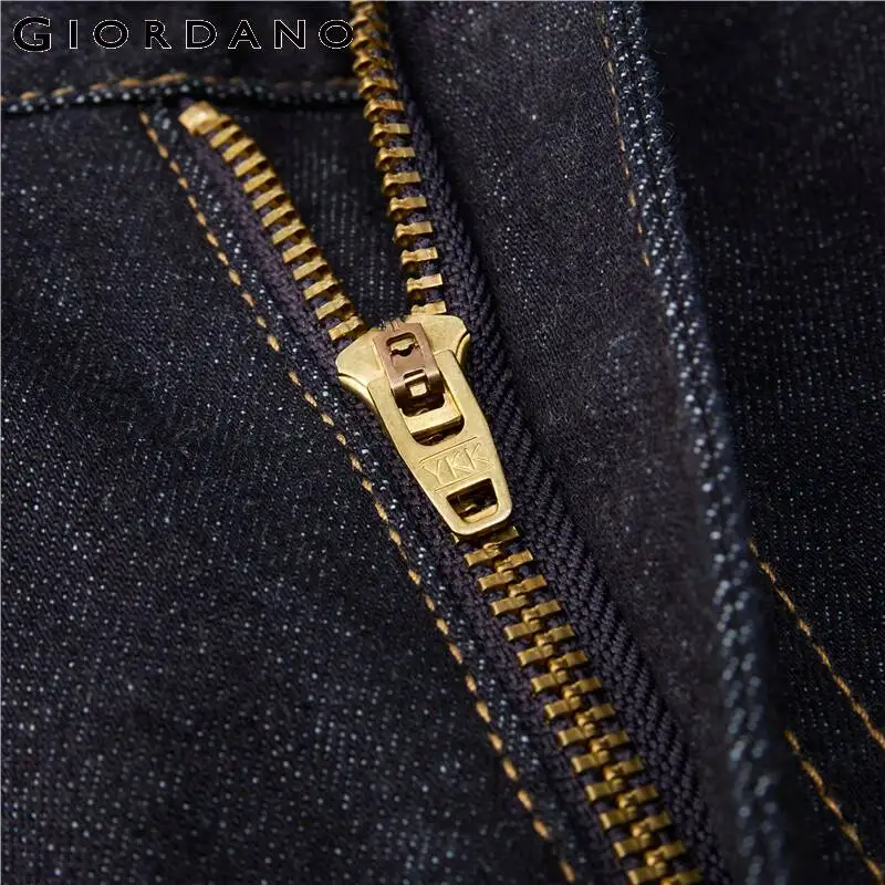 GIORDANO Men Denim Jeans Mid Rise Stretchy Quality Zipper Denim Pants Classic Five-Pocket Slim Comfy Casual Denim Pants 18112071