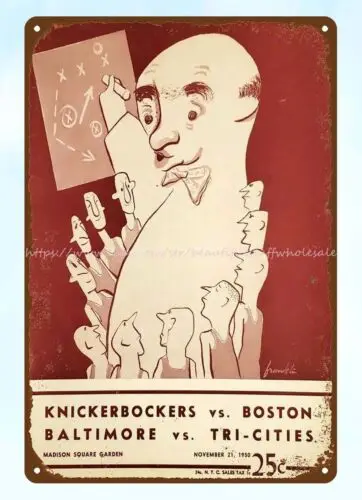 1950 баскетбольный NY knфитиль vs Celtics Baltimore трехгородской металлический жестяной