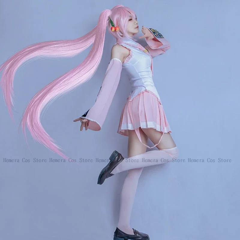 Женский костюм для косплея Сакура Мику секай микуо из парика розового цвета
