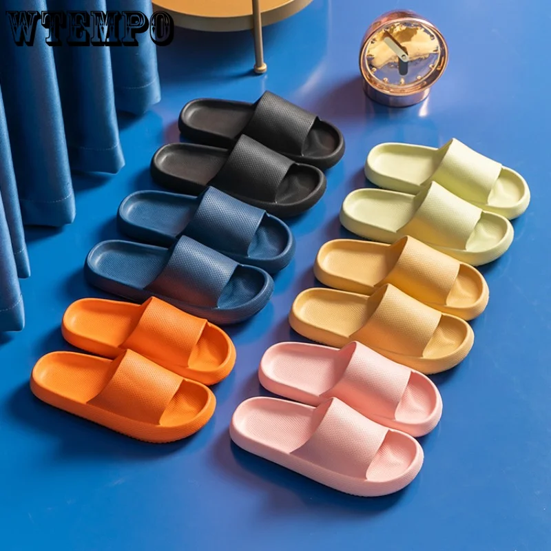 WTEMPO Fashion Slippers Thick Platform Flat Shoes Mute EVA Soft Indoor Home Non-slip Sandals Outdoor Beach Slides Dropshipping
