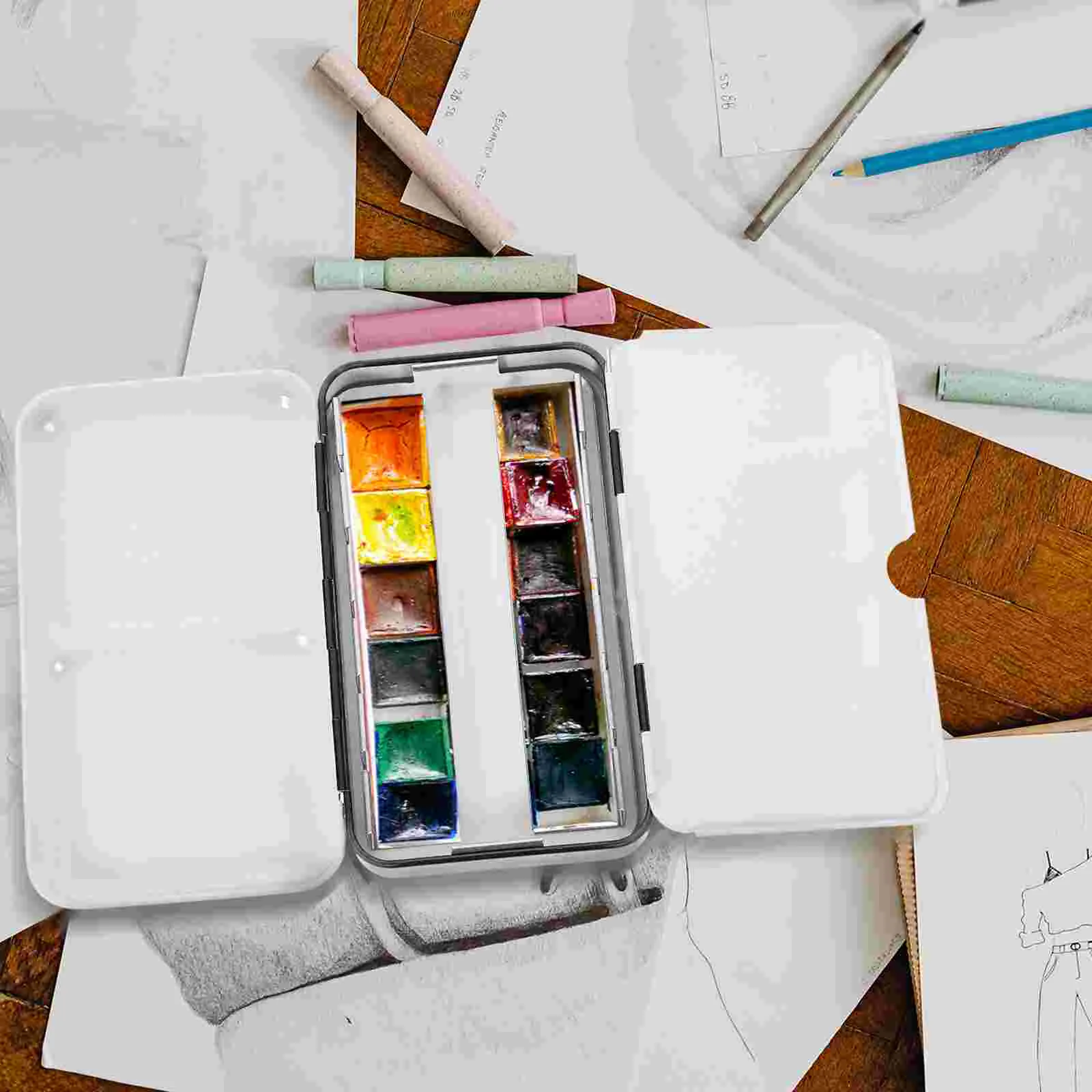 

Watercolor Set Watercolor Tin Box Metal Case with Lid Black Watercolor Case for Travel Painting Artist Storage Box 12