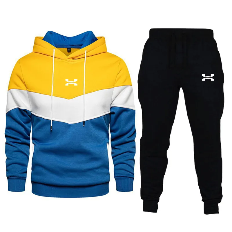 Men's Tracksuit Running Casual Hoodies Sweatpants Two Piece Sets Winter Sports Suit Outdoor Sweatshirt Set Fashion Male Clothing