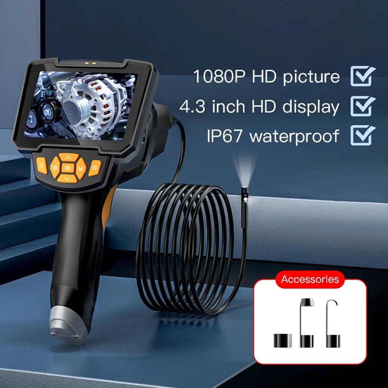 

112B-2 10m Dual Lens Endoscope Handheld Industrial Endoscope 4.3inch Lcd Screen Portable Borescope Camera