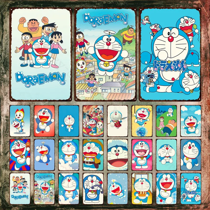 

Bandai Doraemon оловянные знаки это манга, созданная японским мультяшником Fujimoto, металлические знаки, табличка из фильма для декора детской комнат...