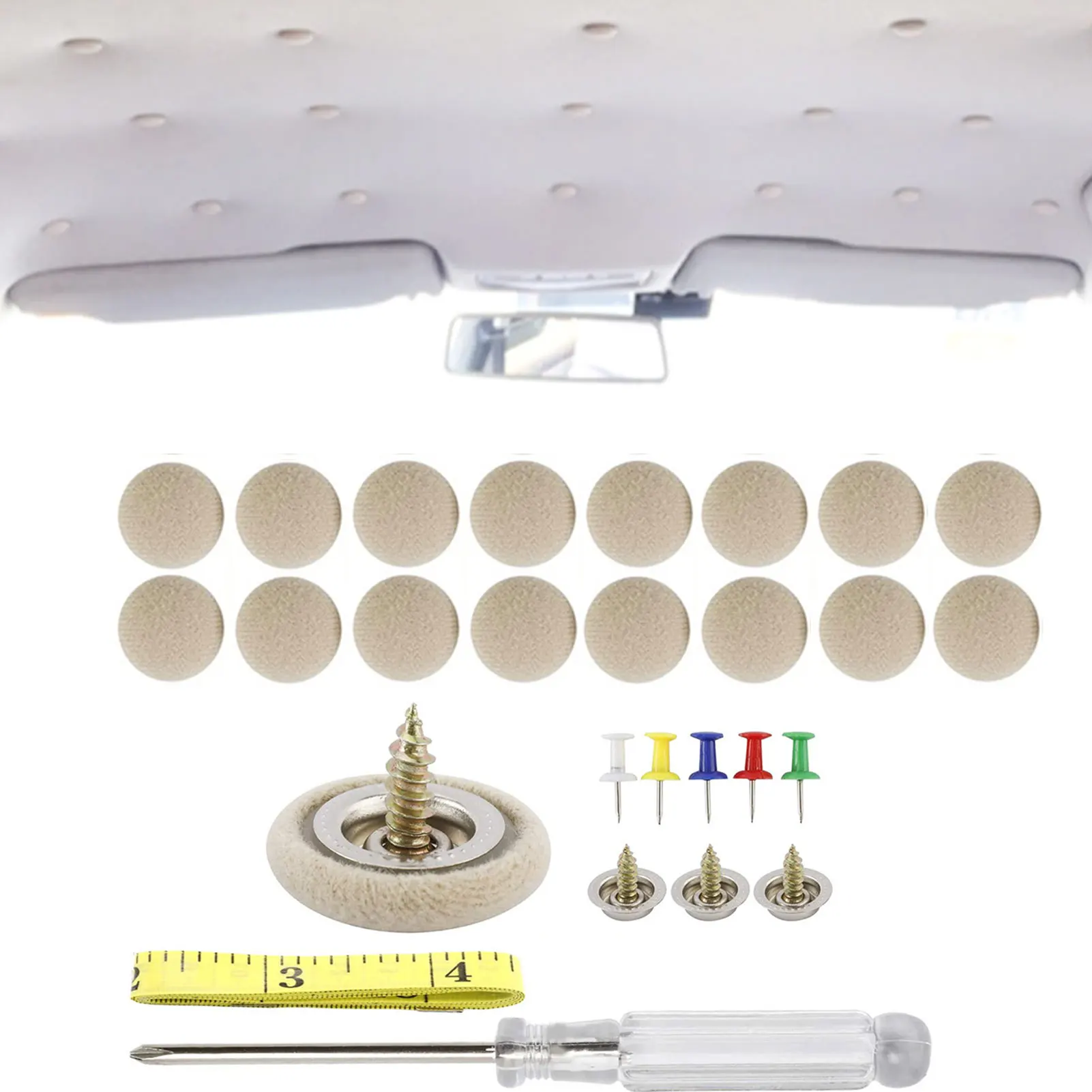 

60pcs Car Headliner Repair Kit Car Roof Repair Rivets Headliner Repair Button Car Roof Snap Rivet With Installation Tool
