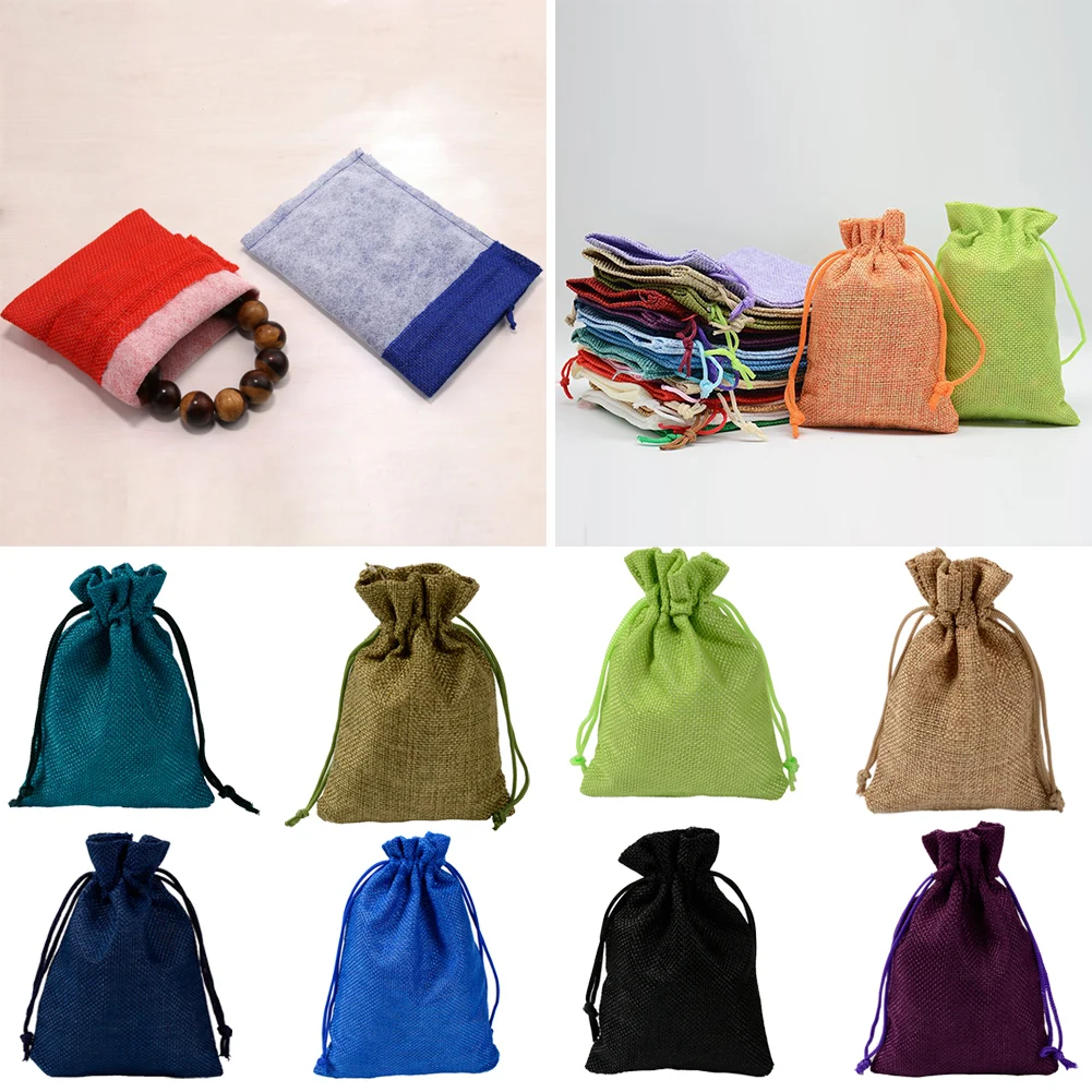

1Pcs/lot Linen Cotton Gift Bags Packing Jewelry Drawstring Pouch Cosmetic Wedding Candy Wrappling Reusable Sachet Print