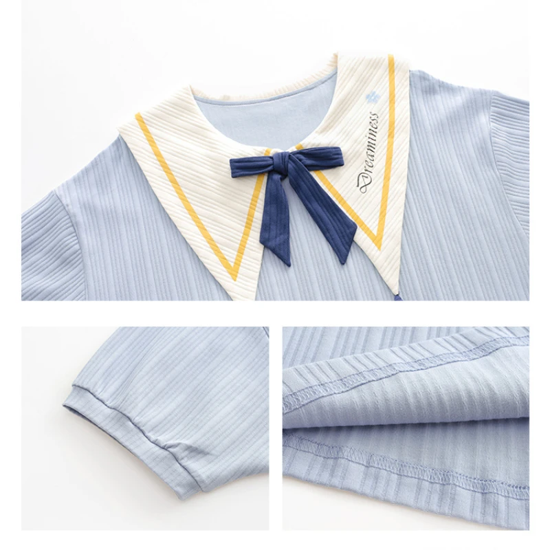 Pajamas for Women Summer Thin Section Doll Collar Short-sleeved Nightgowns Cute Star Loose Large Size Soft and Casual Sleepwear