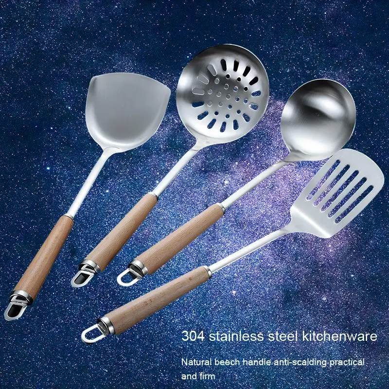

Premium 304 Stainless Steel Kitchen Utensil Set with Slotted Spoon - Complete Your Cooking Arsenal with this Durable and Stylis