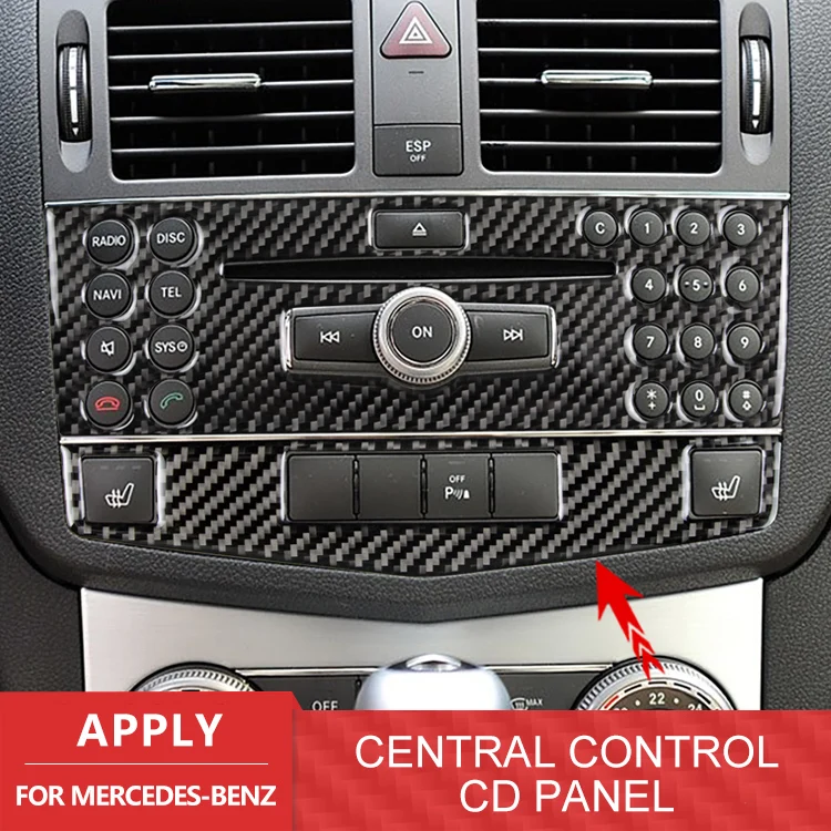 

Carbon Fiber Car Front Console CD Adjustment Frame Panel Cover Trim Fit For Mercedes Benz C-Class W204 2007 2008 2009 2010