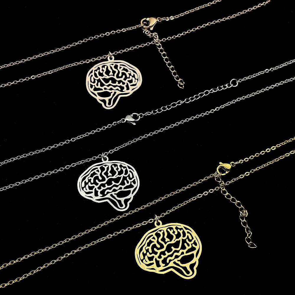 

Personalized Cerebrum Pattern Pendant Men Necklace Stainless Steel for Women Cross Chain Necklace Fashion Jewelry Gift Wholesale