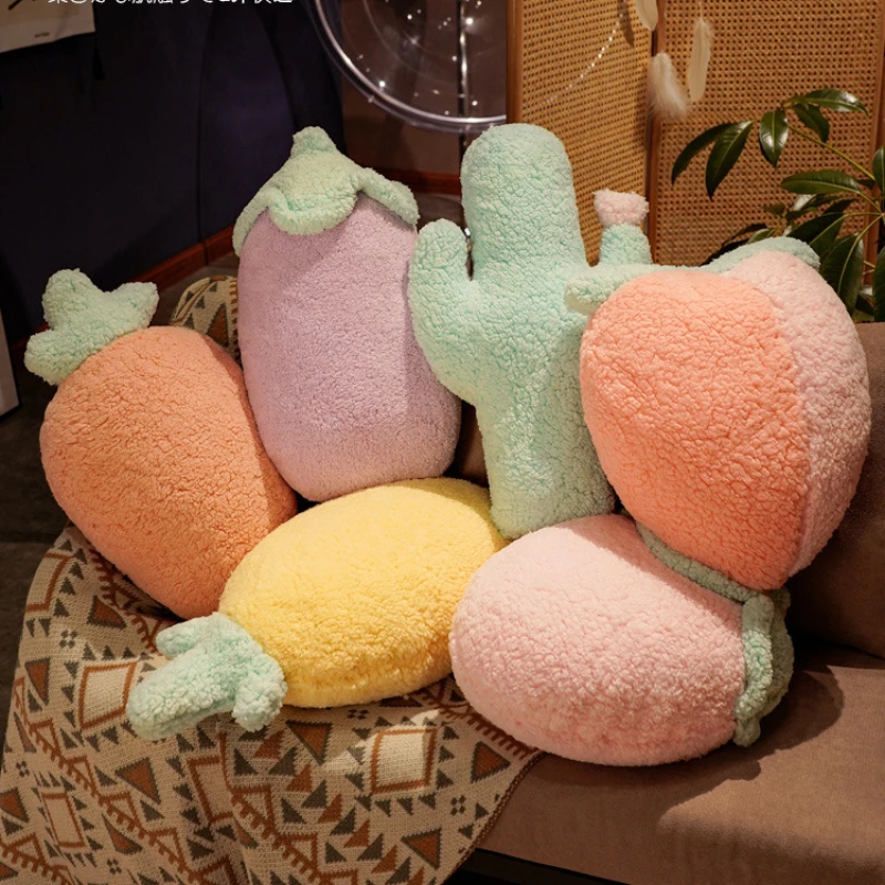 

Fruit Plant Pillow Fresh Strawberry Pineapple Short Plush Color Cactus Removable and Washable Girl Wind Bed Pillow Sofa Cushion