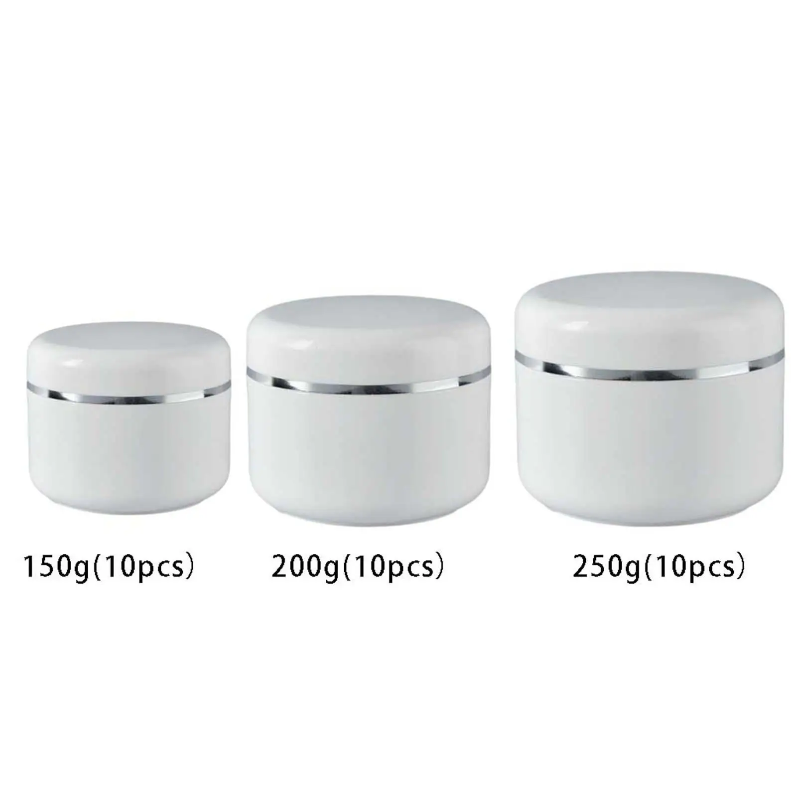 

10Pcs Refillable Plastic Cosmetic Jars Case, Easy to Clean Face Cream Lotion Jars Round Lids Leak Proof Compact Silver Edge
