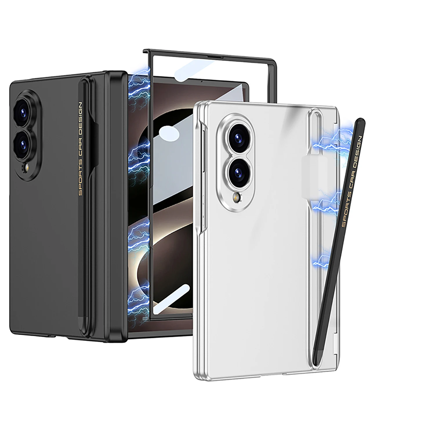 Фото Магнитный чехол для Samsung Galaxy Z Fold 8 с защитной пленкой на переднюю панель и задней крышкой для телефона №3