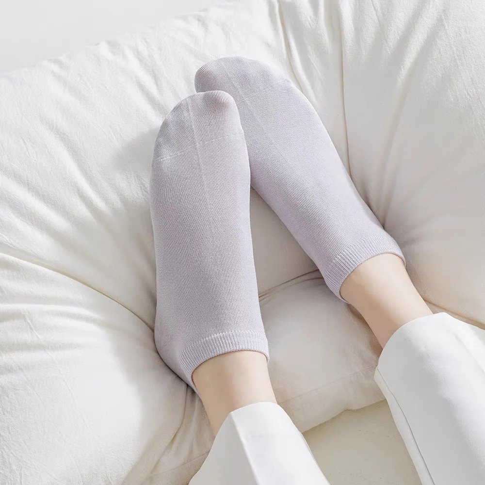 Simple Casual Women's Solid Color Boat Socks Black White Pink Thin Summer Socks Short Tube Low Top Sports Girls Socks