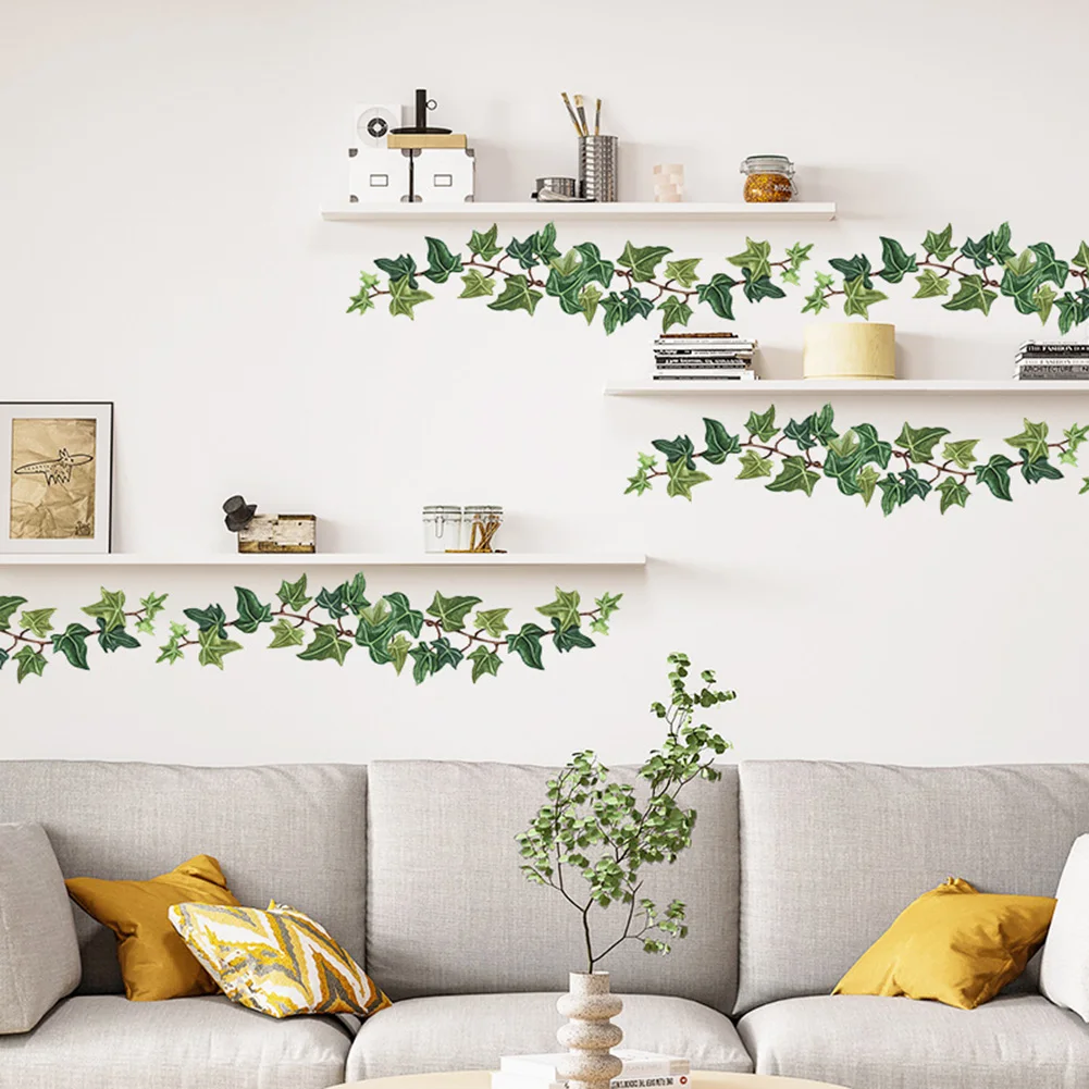 

Green Vine Sticker Green Leaves Baseboard Decal DIY Self-adhesive Wall Sticker For Bedroom Living Room Entrance Hall Mural Decor