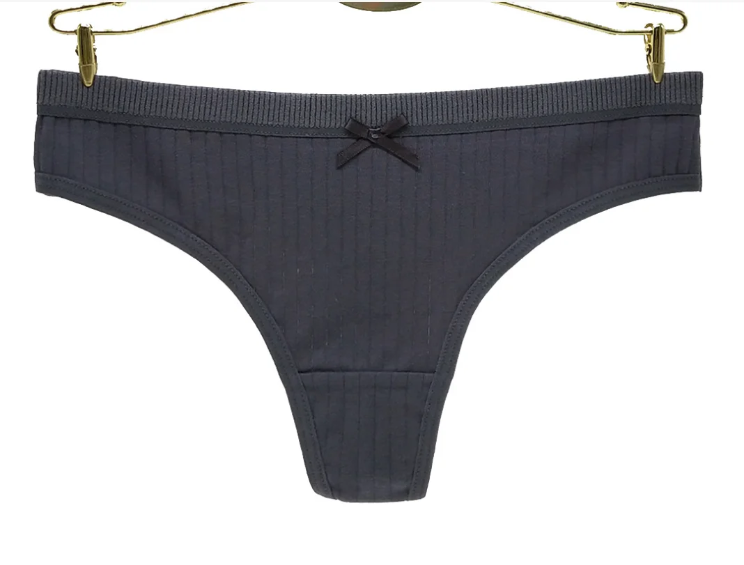 

18PCS Women Sexy Panties Screw Thread Cotton Thongs Female G-strings Underwear Soft Breathable T-back Solid Bow Lingerie