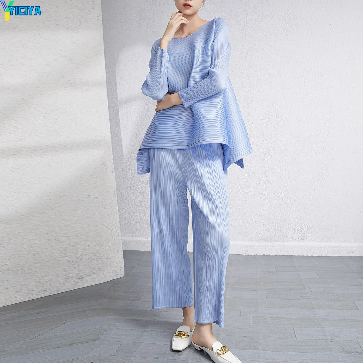 YICIYA Textile set new to moderate age Reducing Meat covering large size Fashion Top to moderate Random Pants.