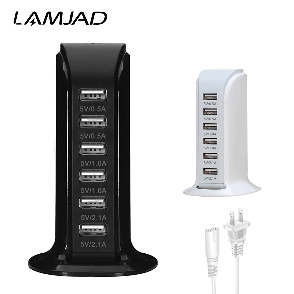 

Быстрая зарядка Мульти 6 USB-портов Зарядное устройство-концентратор Настольная док-станция для быстрой зарядки Домашний адаптер для путеше...