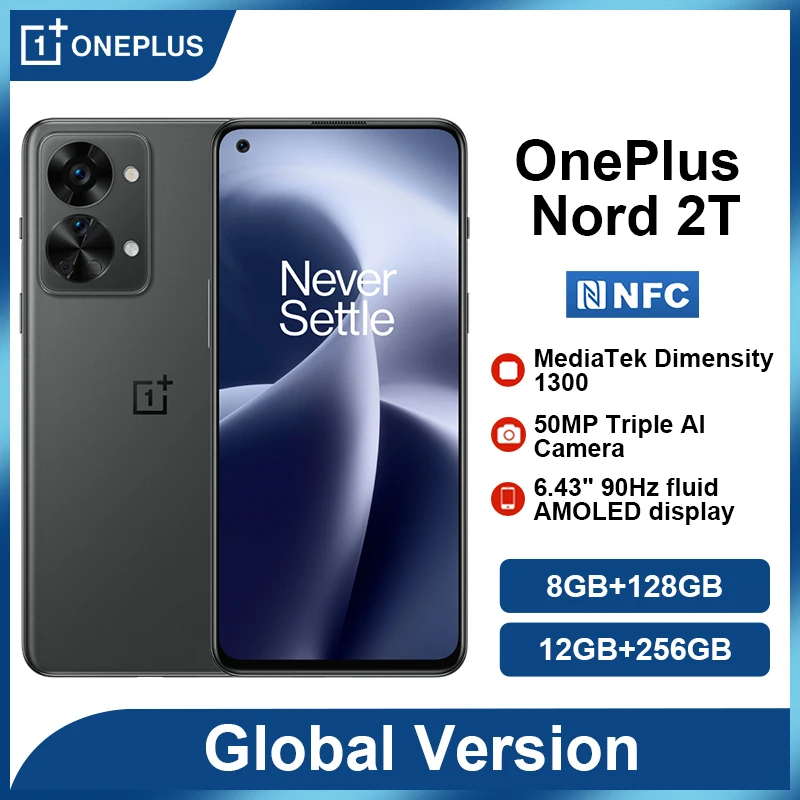 OnePlus Nord 2T Smartphones MTK Dimensity 1300 5G Cellphone 80W SUPERVOOC 90Hz AMOLED Android NFC Mobile Phone