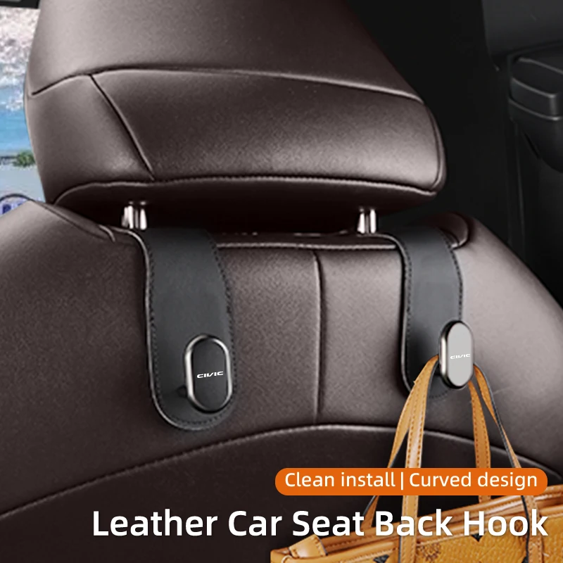 Фото Кожаный крючок-органайзер на спинку автомобильного сиденья для Honda Civic, Accord, Fit, City, Vezel, CRV, Odyssey, Pilot, Jazz, Prelude №4