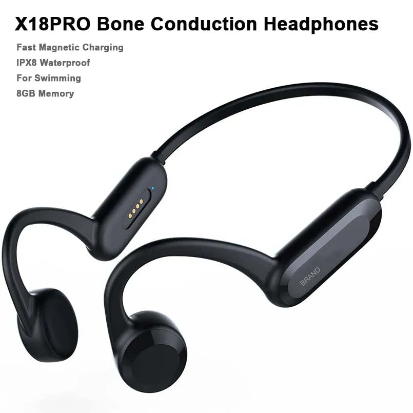 

Bone Conduction Swimming Headphones Wireless Bluetooth Headset 8G Memory Fast Magnetic Charging IPX8 Waterproof Sports Earphones