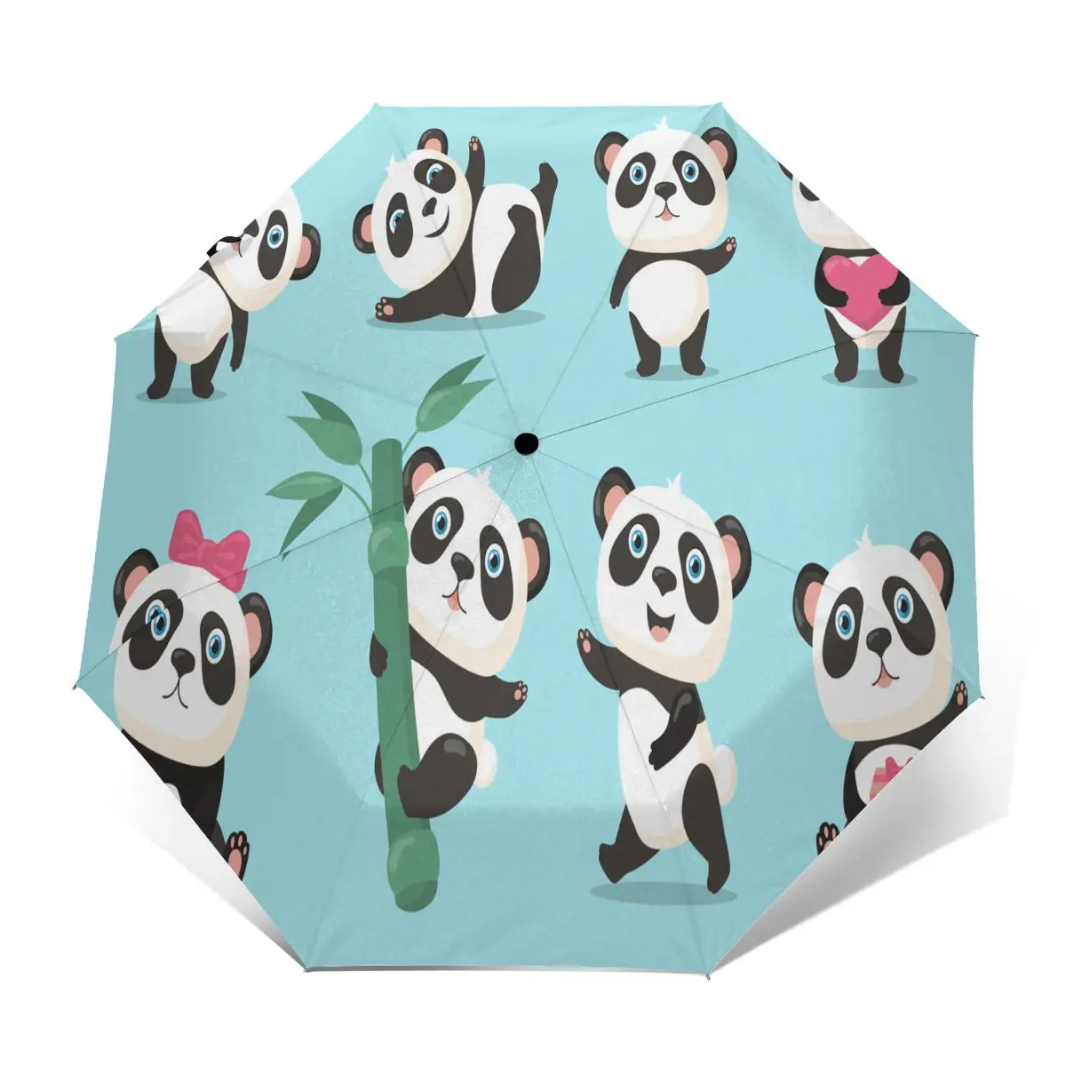 Автоматический зонт мультяшный очаровательный в виде панды тройной для женщин и