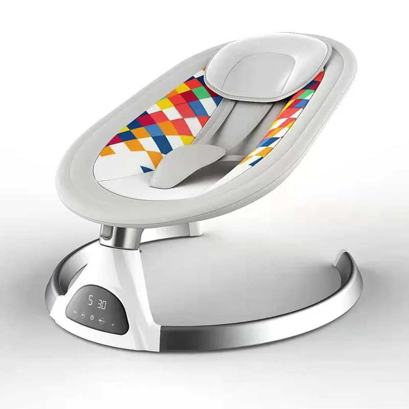 Детский электрический качающийся стул для младенцев с умной люлькой "Touch" со 5-скоростным ЖК-экраном с пультом дистанционного управления Bluetooth.