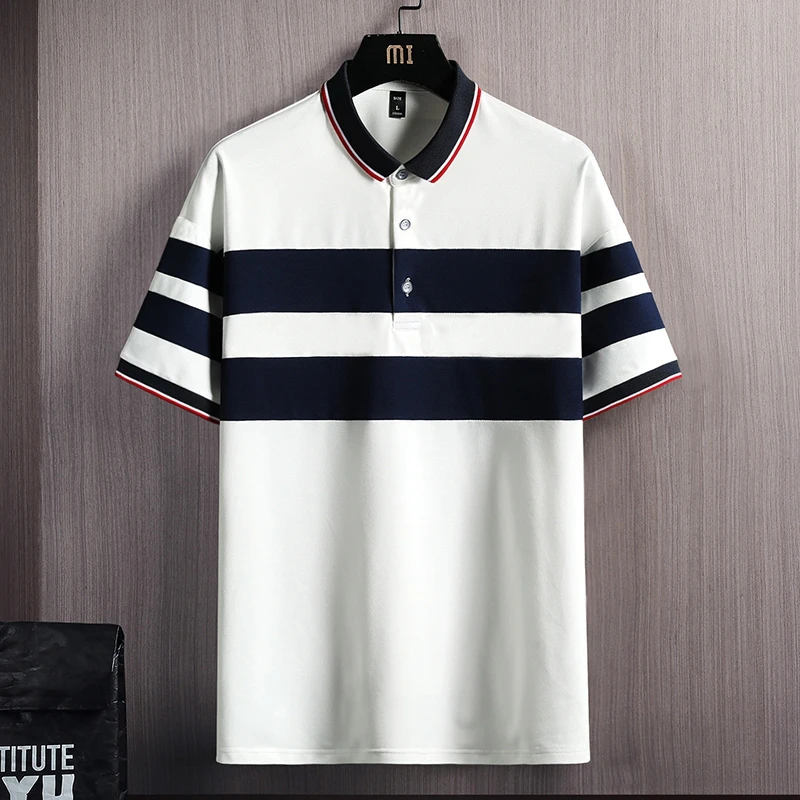 

Casual 2023 Summer Short Sleeve Solid White Black Polo Shirt Brand Fashion Clothes For Men Oversize 3XL