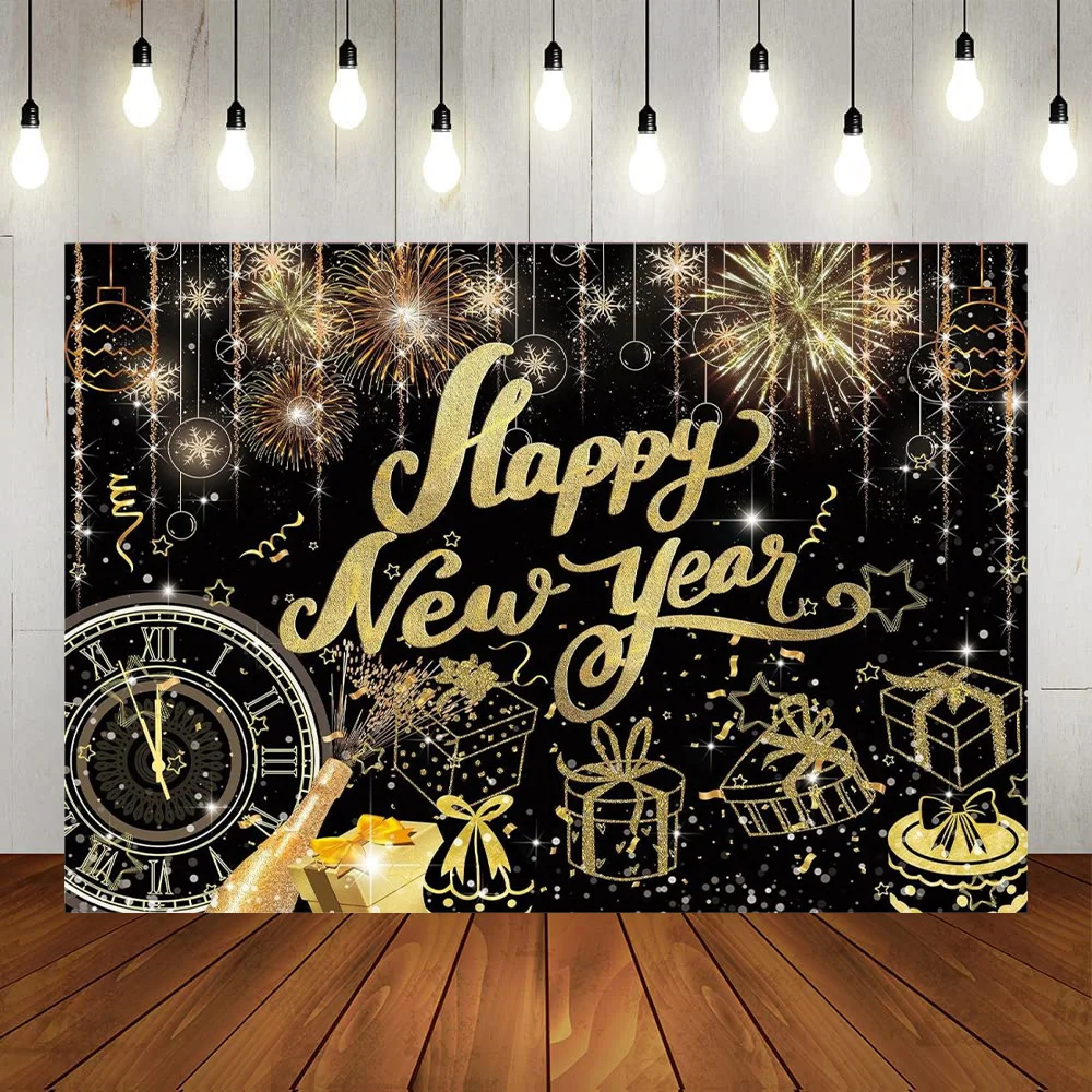 

Happy New Year Backdrop 2024 Background Black Happy New Year Backdrop Party Decor New Year Banner New Year Eve Party Backdrop
