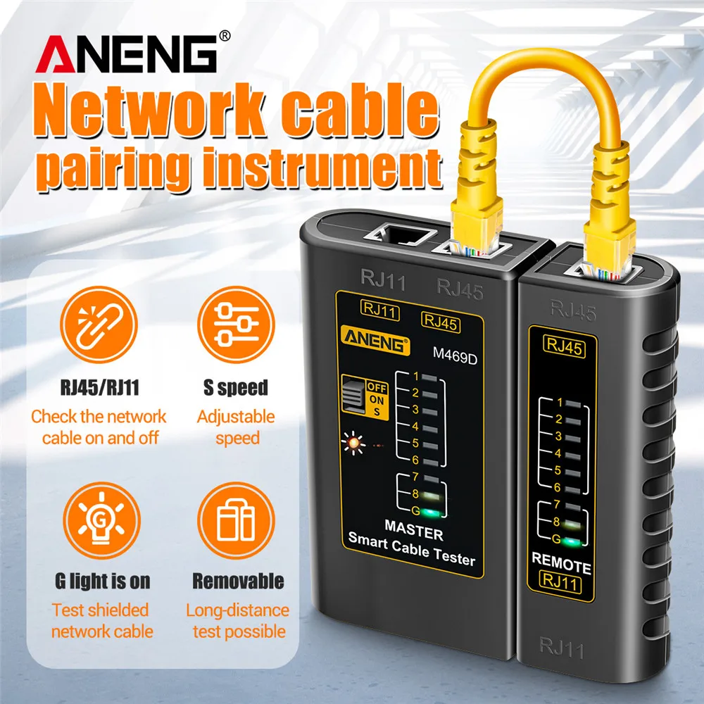 

ANENG M469D RJ45 Cable lan tester Network Cable Tester RJ45 RJ11 RJ12 CAT5 UTP LAN Cable Tester Networking Tool network Repair