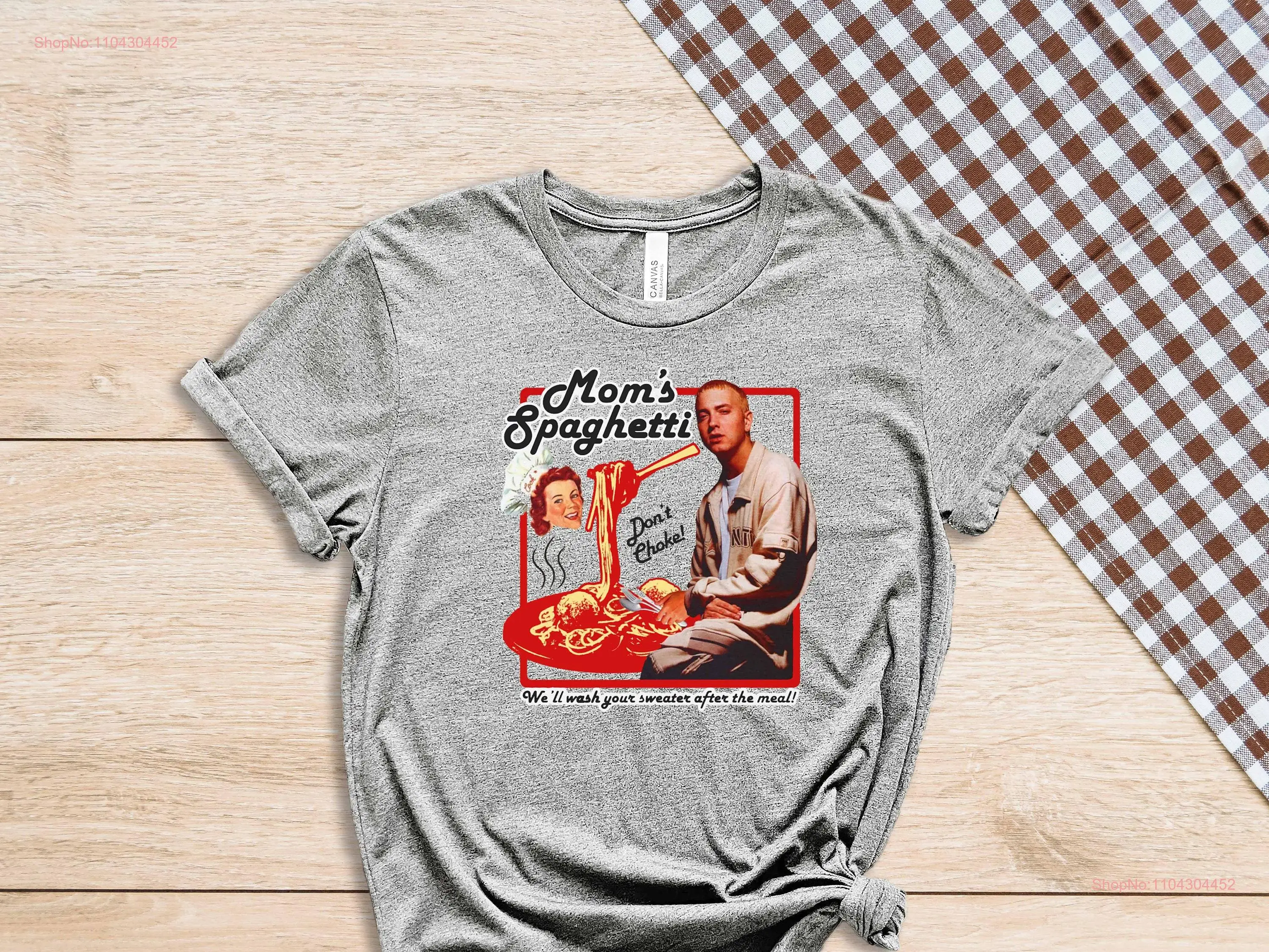 Футболка Moms Spaghetti Eminem Italian Food Enjoyer Gen Z Humor For Friend с длинными или короткими рукавами