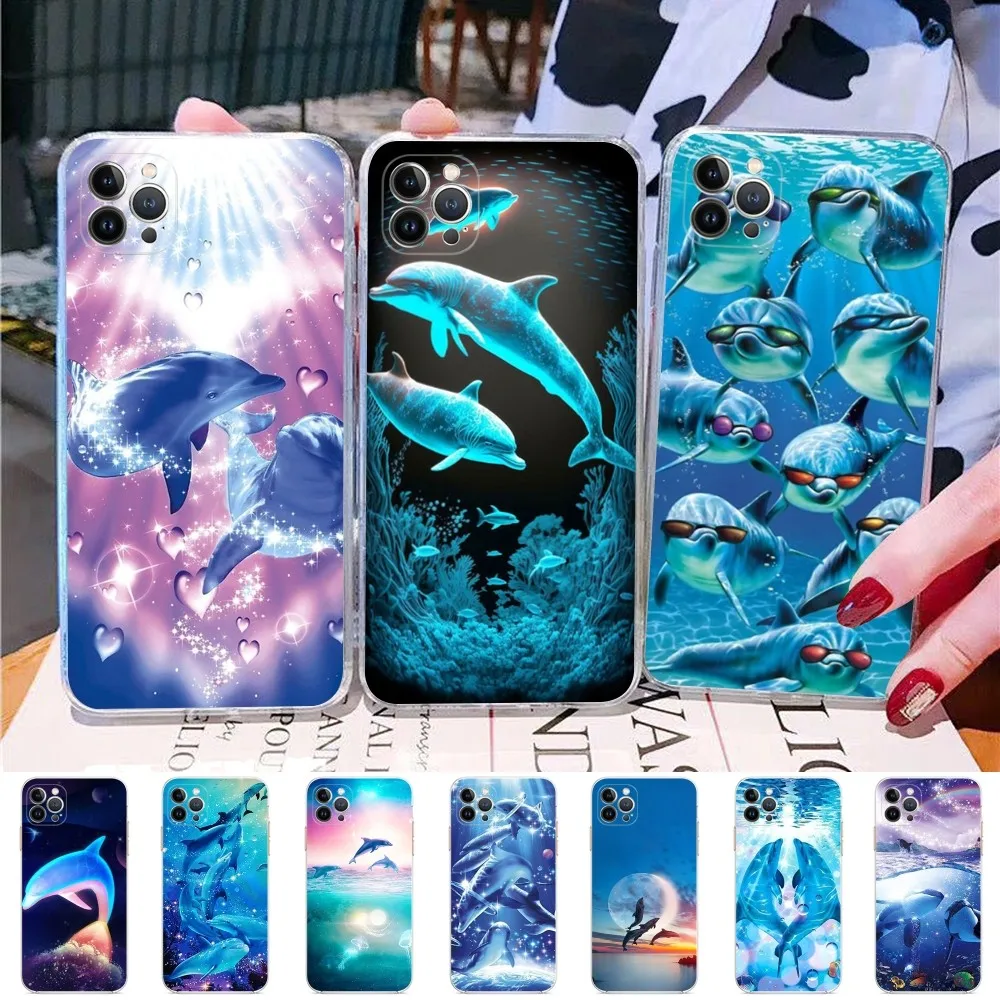 

Ocean Animal Cute Dolphin Phone Case For IPhone 15 14 13 12 Mini 11 Pro XS Max X XR SE 6 7 8 Plus Soft Silicone Cover