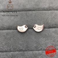 s925 sterling silver fun bird stud earrings with logo trendy shape luxury design stud earrings classic original womens jewelry