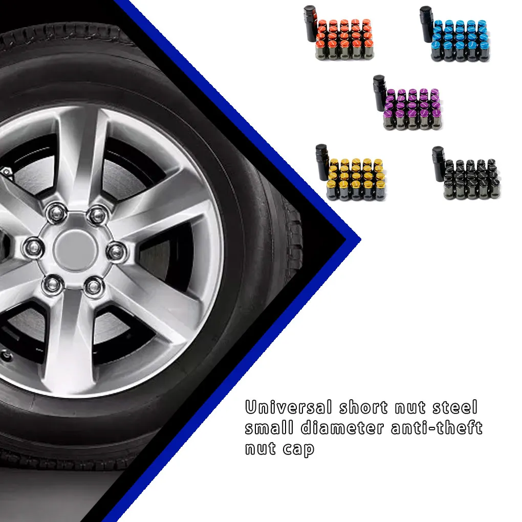 

20 Pieces Car Wheel Rims Lug Screw Nut Automotive Modification Blue
