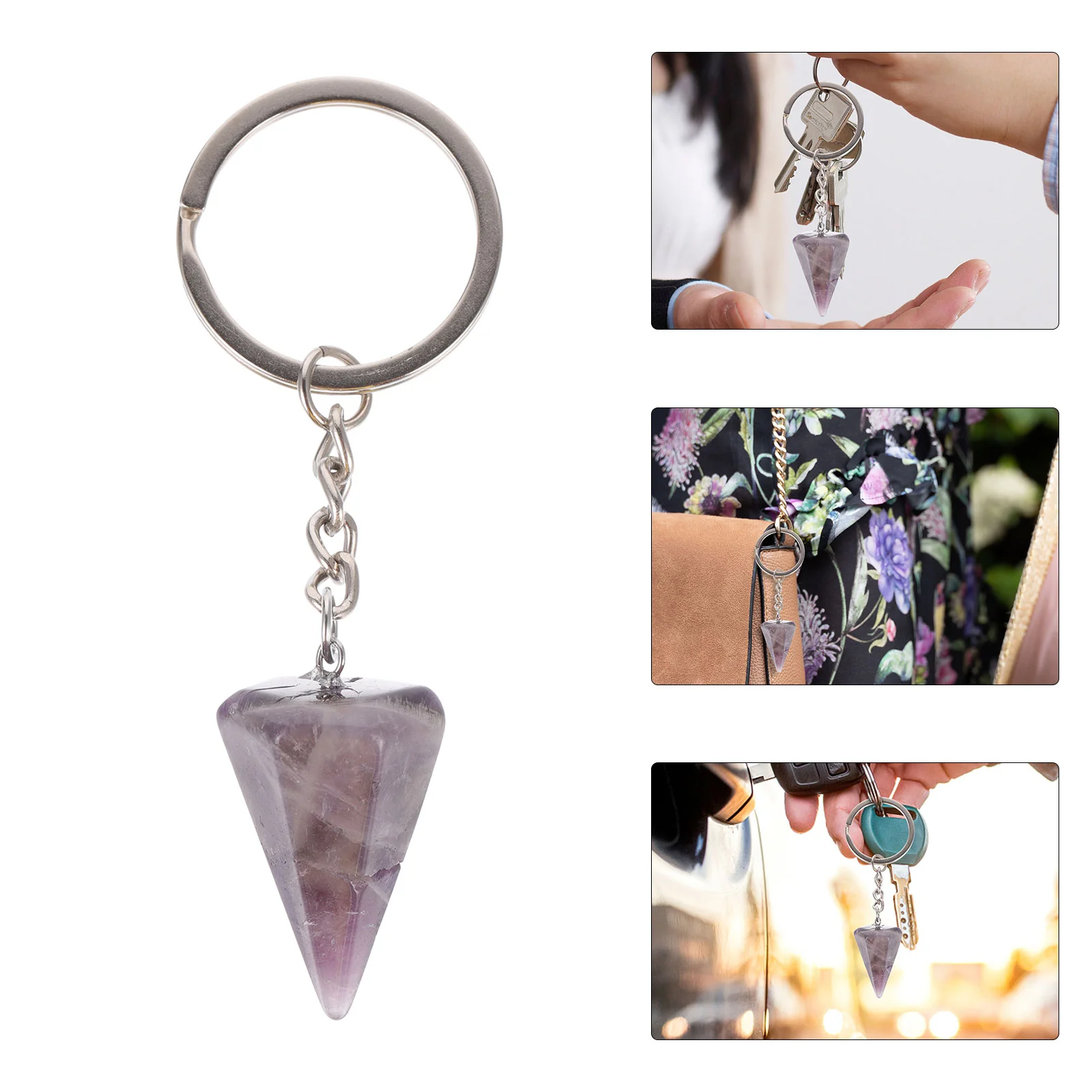 

1pc Natural Stone Divination Pendant Creative Keychain Pendant (Assorted Color)