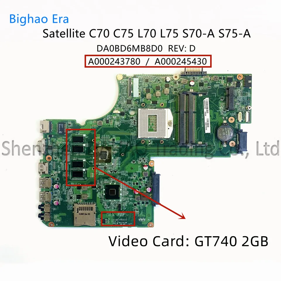     Toshiba Satellite L70 C70-A S70T-A S70-A C75-A S75-A  GT740M 2G-GPU DA0BD6MB8D0 A000245430 A000243780