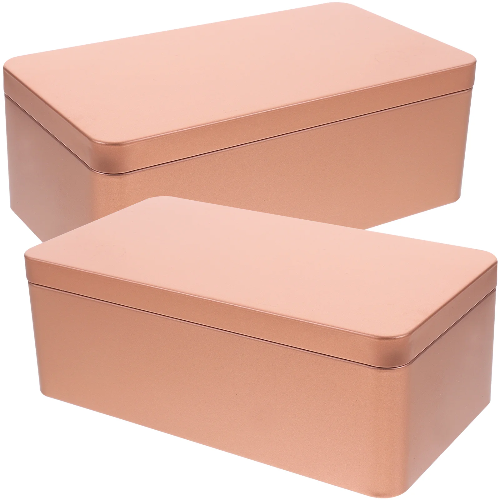 

2 Pcs Tinplate Gift Box Tea Case Rectangular Candy Small Container Lid Packing Metal Tins Cookie Storage Cans